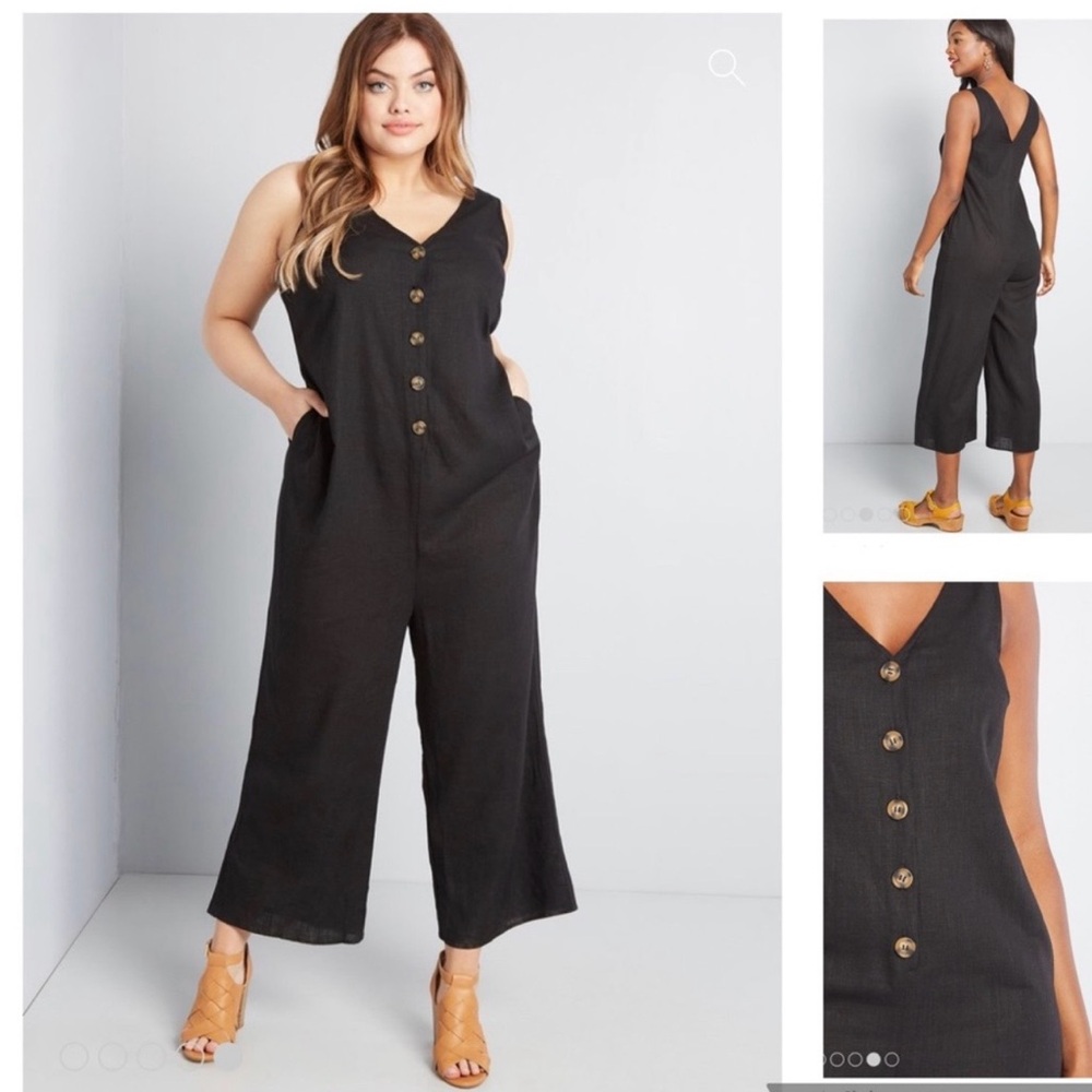 ModCloth Linen Blend Black Women's Jumper Size Small Sleeveless Casual Bohemian